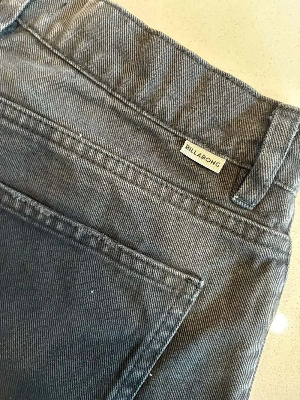 Billabong Denim Shorts Size 26 Black Distressed Raw Hem